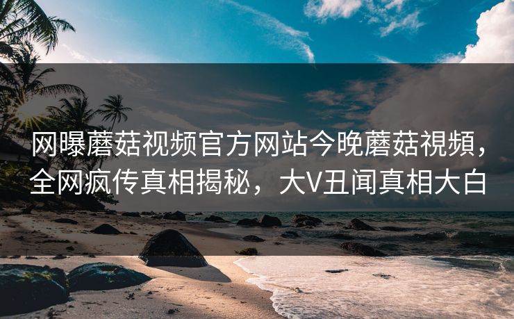 网曝蘑菇视频官方网站今晚蘑菇視頻，全网疯传真相揭秘，大V丑闻真相大白