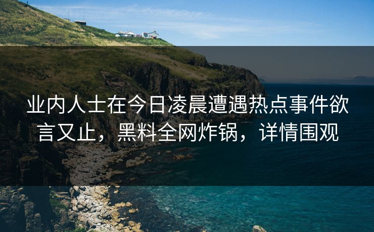 业内人士在今日凌晨遭遇热点事件欲言又止，黑料全网炸锅，详情围观