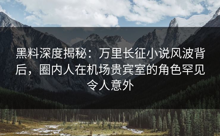 黑料深度揭秘：万里长征小说风波背后，圈内人在机场贵宾室的角色罕见令人意外