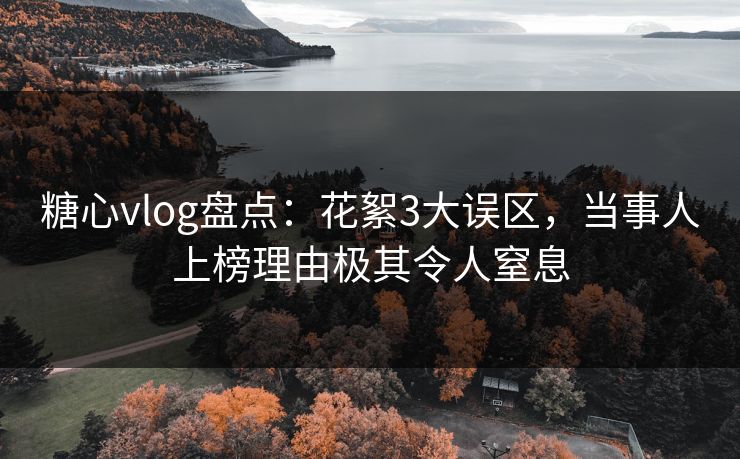 糖心vlog盘点：花絮3大误区，当事人上榜理由极其令人窒息